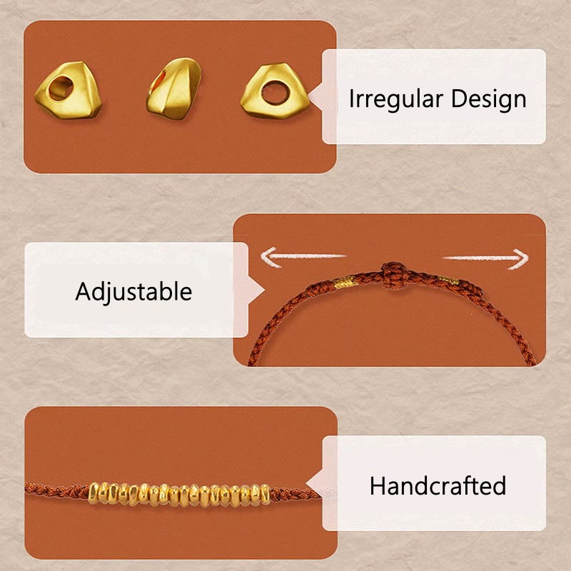 Buddha Stones 999 Gold Small Gold Pieces Design Handmade Protection Braided Rope Bracelet - image 4