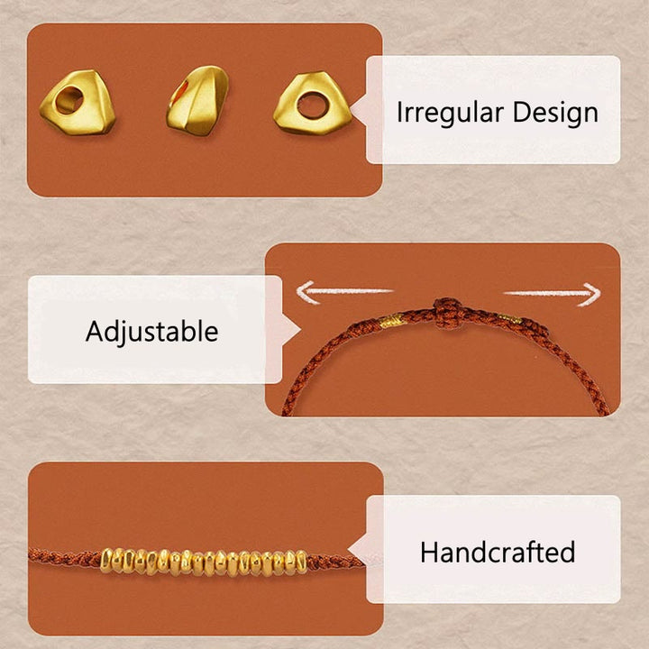 Buddha Stones 999 Gold Small Gold Pieces Design Handmade Protection Braided Rope Bracelet - image 4