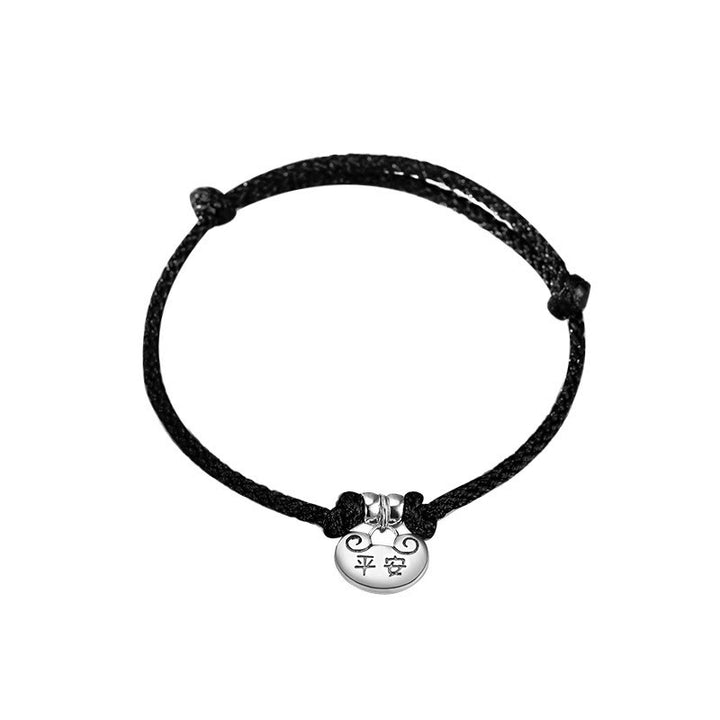 Buddha Stones Handmade 925 Sterling Silver Peace And Joy Safe Well Wish Lock Strength Braided Rope Bracelet