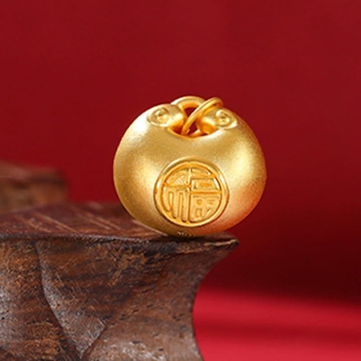 Buddha Stones 999 Gold Fu Character Wish Lock Pattern Luck Rope Necklace Pendant - image 16