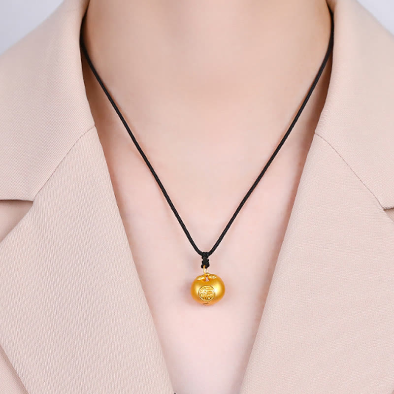 Buddha Stones 999 Gold Fu Character Wish Lock Pattern Luck Rope Necklace Pendant - image 10