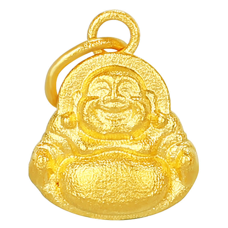 Buddha Stones 999 Gold Mini Laughing Buddha Luck Wealth Necklace Pendant