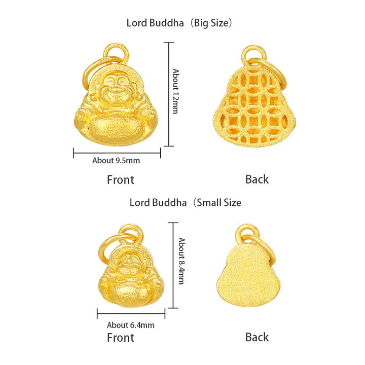 Buddha Stones 999 Gold Mini Laughing Buddha Luck Wealth Necklace Pendant - image 4