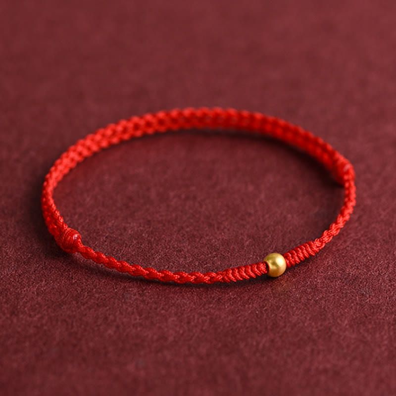 Buddha Stones 999 Gold One Mini Bead Design Handmade Strength Braided Rope Bracelet Anklet - image 6