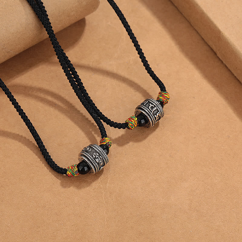 Buddha Stones Tibet Om Mani Padme Hum Swastika PiXiu Copper Wisdom Rope Necklace Pendant - image 2