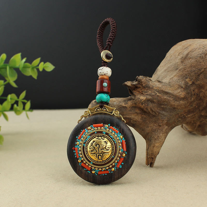 Buddha Stones Tibetan Shankha Conch Om Mani Padme Hum Lotus Fu Character Gourd Peace Key Chain