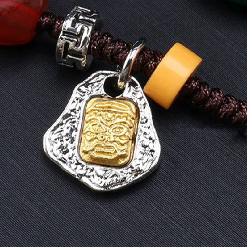 Buddha Stones Tibetan Nine-eye Dzi Bead Protection Braided Rope Necklace Pendant