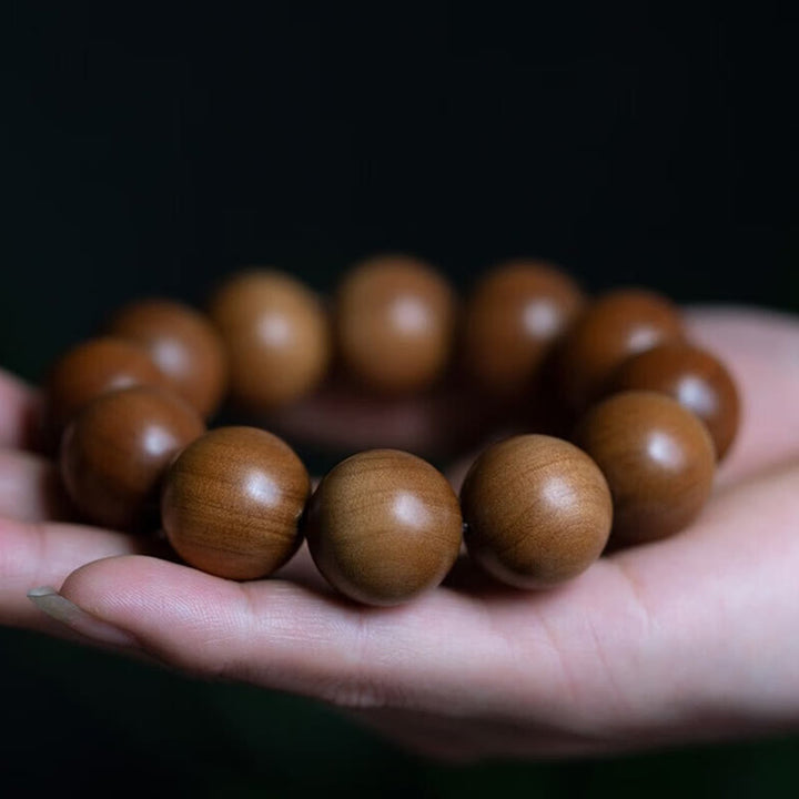 Buddha Stones Mysore Sandalwood Wood Bead Healing Mala Bracelet