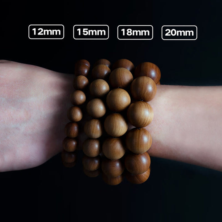 Buddha Stones Mysore Sandalwood Wood Bead Healing Mala Bracelet