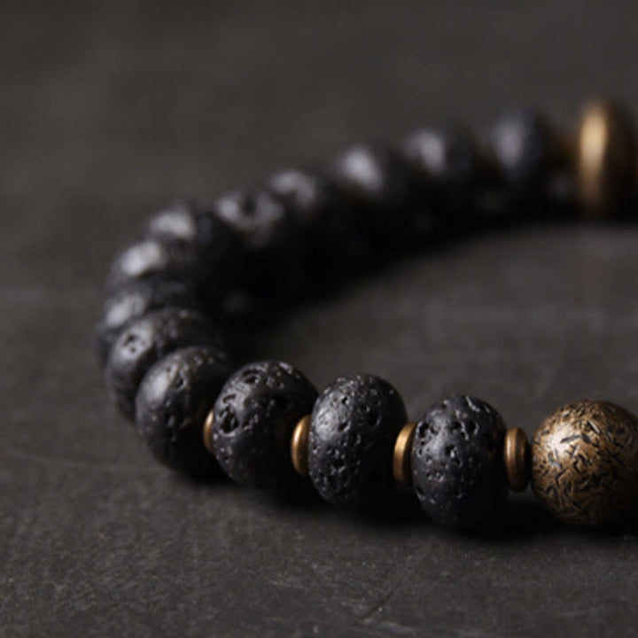 Buddha Stones Lava Rock Beads Adsorb Negative Energy Copper Bracelet