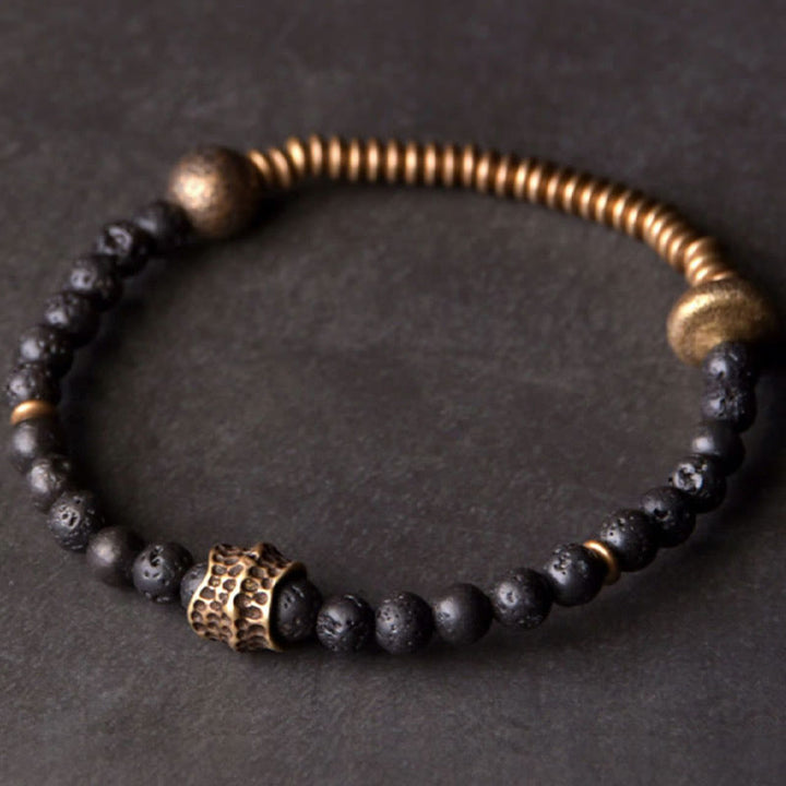 Buddha Stones Support Healing Lava Rock Beads Copper Bracelet