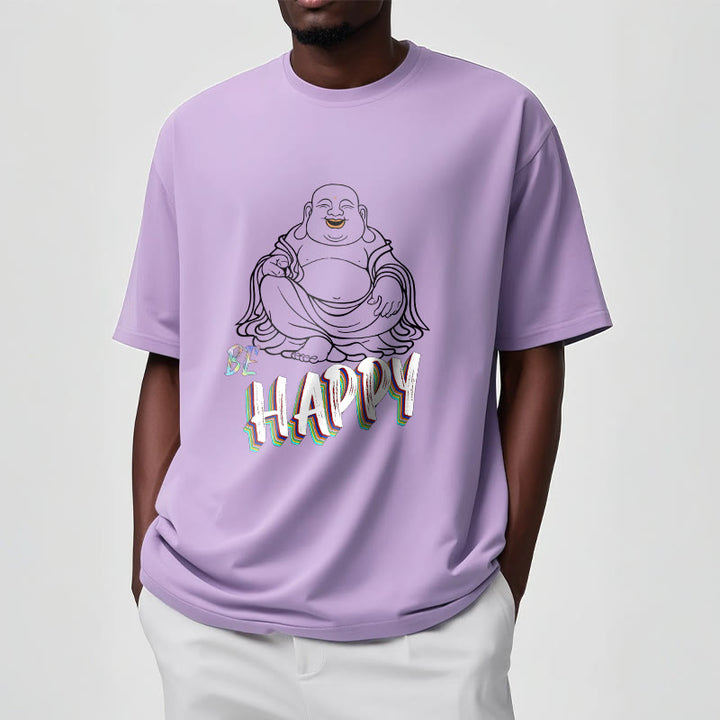 Buddha Stones BE HAPPY Laughing Buddha Tee T-shirt