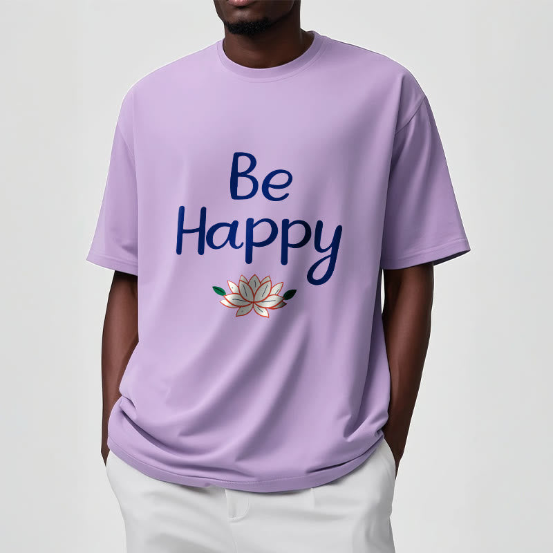 Buddha Stones Be Happy Lotus Tee T-shirt