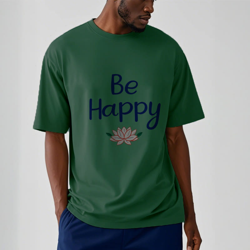 Buddha Stones Be Happy Lotus Tee T-shirt