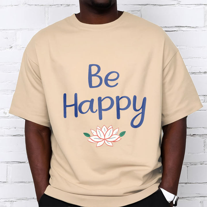 Buddha Stones Be Happy Lotus Tee T-shirt