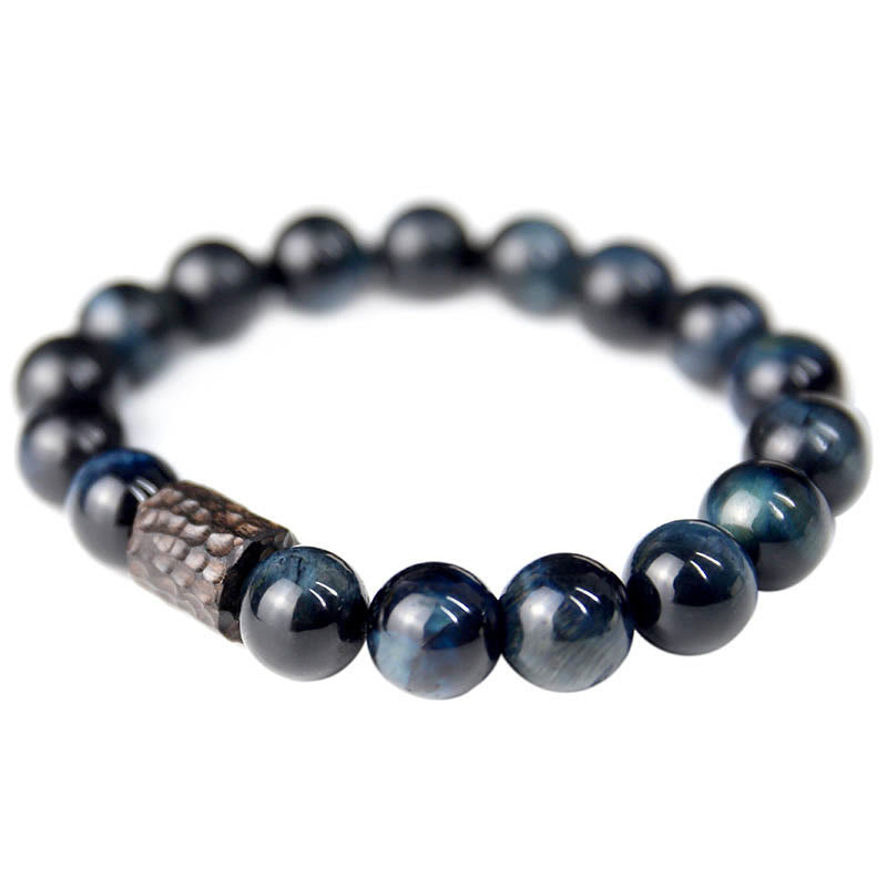 Buddha Stones Tiger Eye Ebony Wood Beads Calm Bracelet