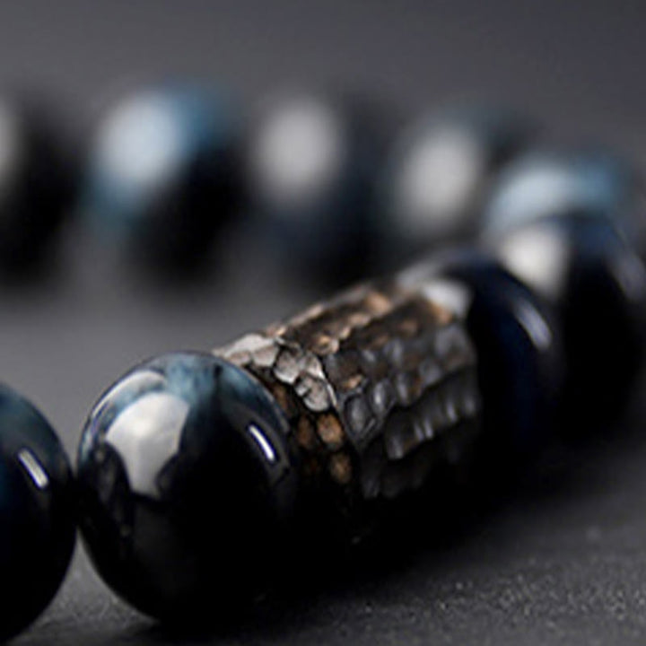 Buddha Stones Tiger Eye Ebony Wood Beads Calm Bracelet