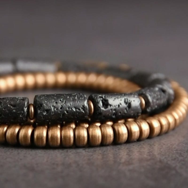 Buddha Stones Vintage Lava Rock Copper Beads Multi-layered Wrap Bracelet - image 4
