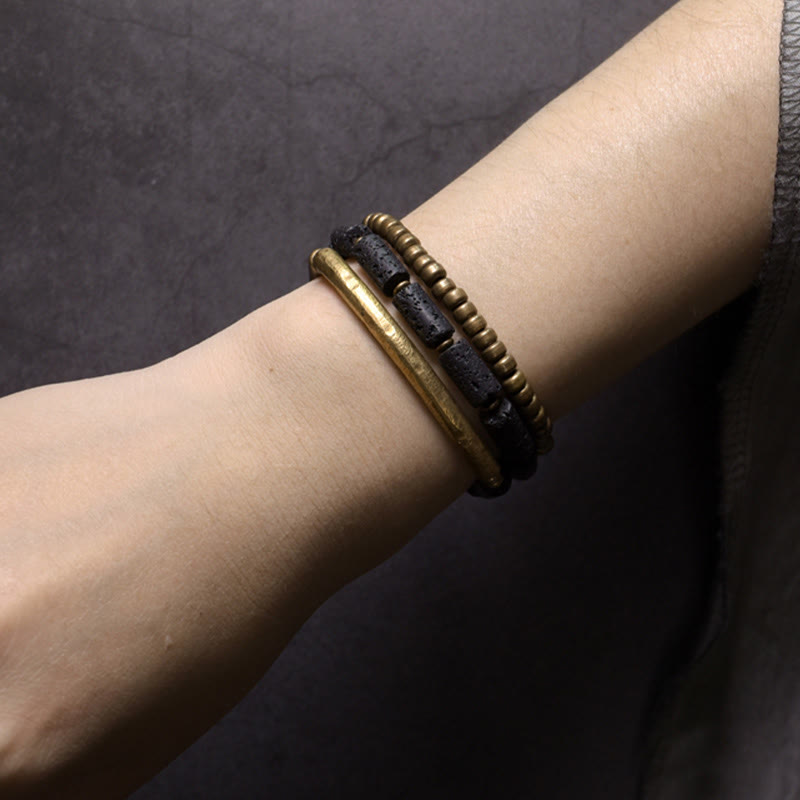 Buddha Stones Vintage Lava Rock Copper Beads Multi-layered Wrap Bracelet - image 17
