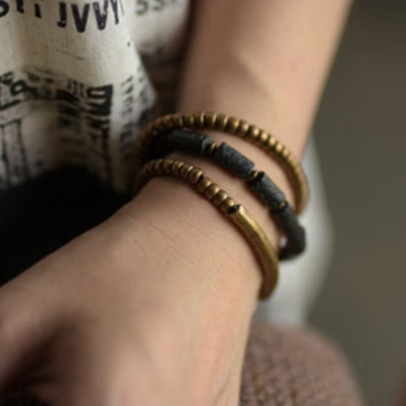 Buddha Stones Vintage Lava Rock Copper Beads Multi-layered Wrap Bracelet - image 12