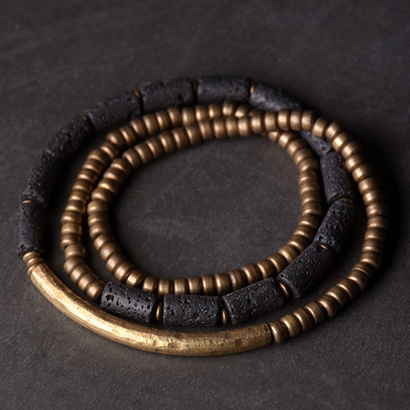 Buddha Stones Vintage Lava Rock Copper Beads Multi-layered Wrap Bracelet - image 2
