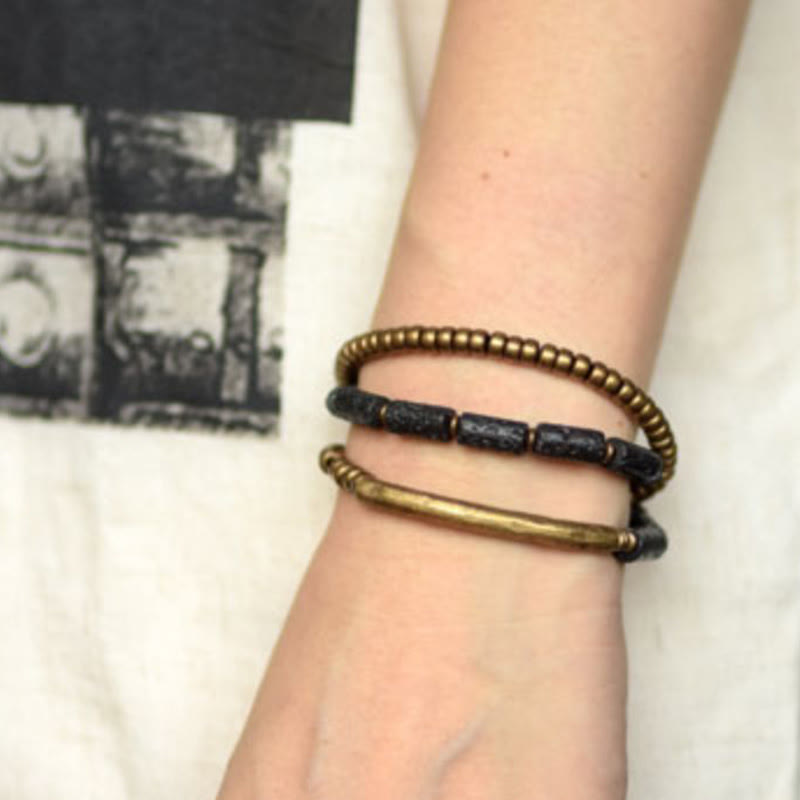 Buddha Stones Vintage Lava Rock Copper Beads Multi-layered Wrap Bracelet - image 16