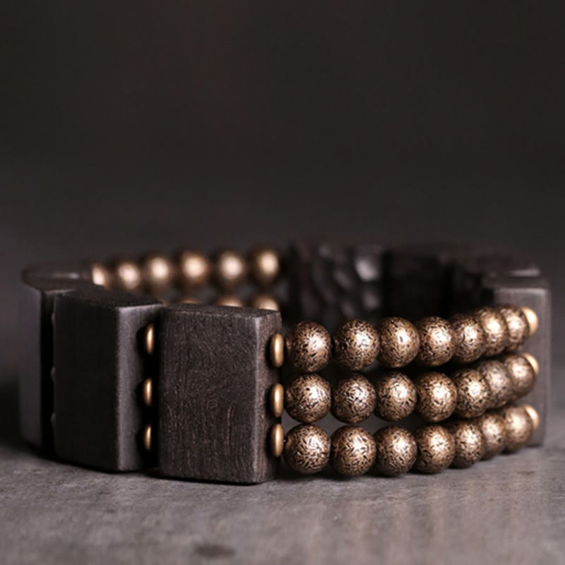 Buddha Stones Vintage Peace Ebony Wood Copper Beads Balance Bracelet - image 2