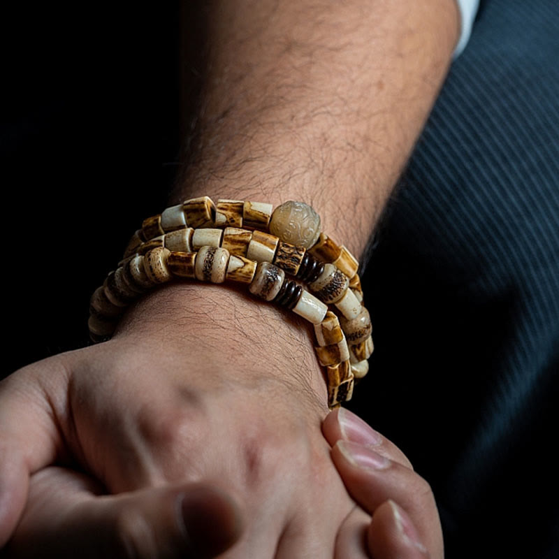 Buddha Stones Tibetan Deer Bone Yak Bone Lucky Balance Bracelet