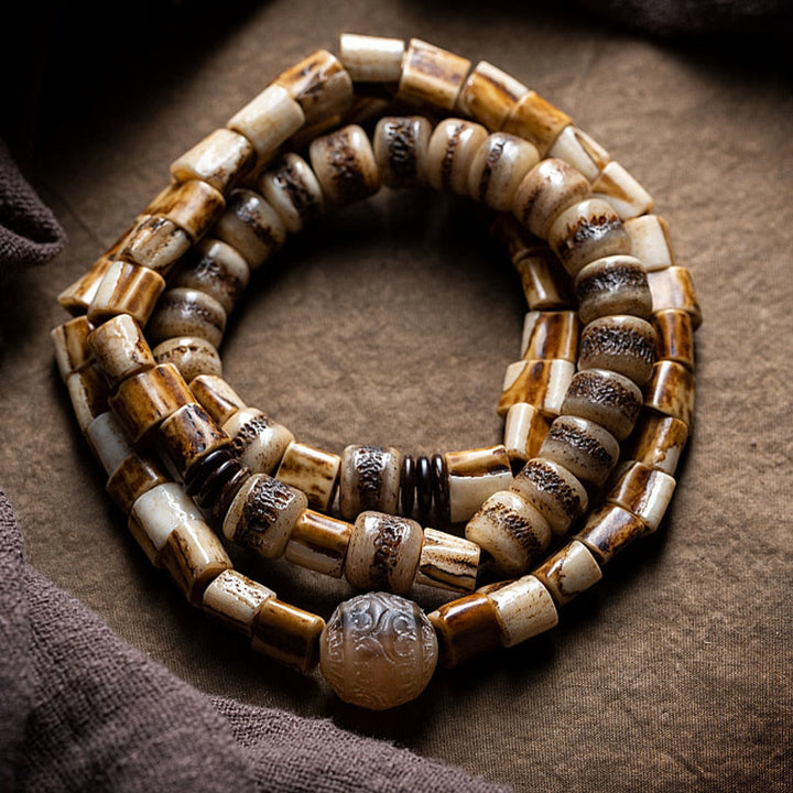 Buddha Stones Tibetan Deer Bone Yak Bone Lucky Balance Bracelet