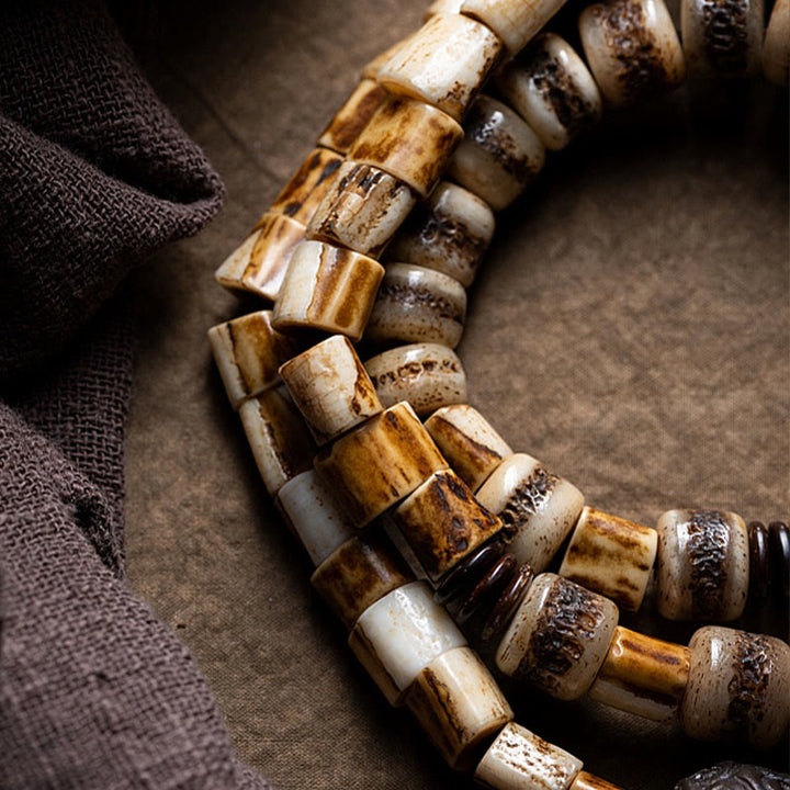 Buddha Stones Tibetan Deer Bone Yak Bone Lucky Balance Bracelet