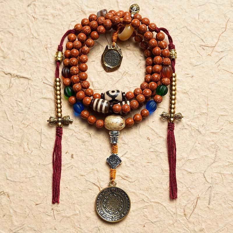 Buddha Stones Tibet Bodhi Seed 108 Mala Beads Wisdom Peace Bracelet Necklace