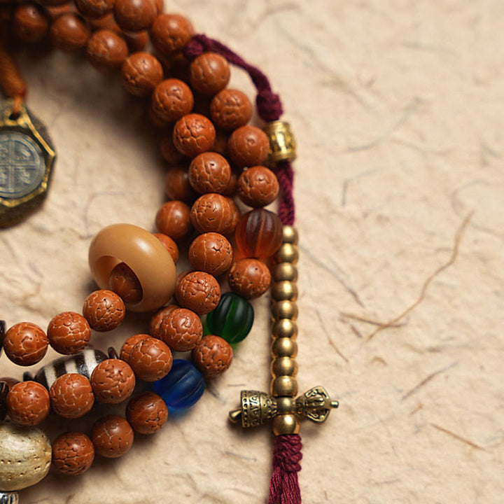 Buddha Stones Tibet Bodhi Seed 108 Mala Beads Wisdom Peace Bracelet Necklace