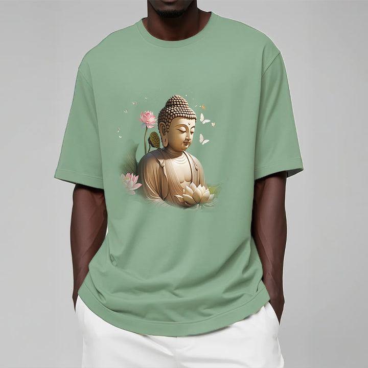 Buddha Stones Lotus Butterfly Meditation Buddha Tee T-shirt