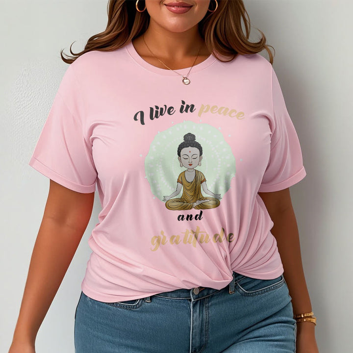 Buddha Stones I Live In Peace And Gratitude Illustration Buddha Tee T-shirt