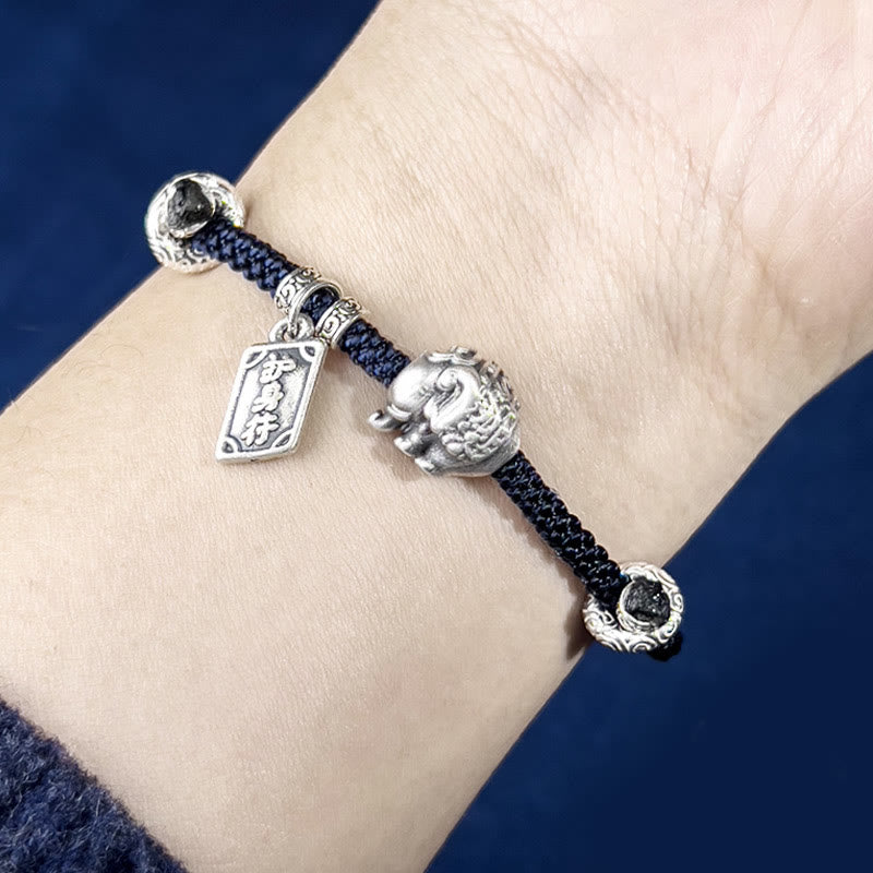 Buddha Stones 925 Sterling Silver Elephant Safe And Well Amulet Charm Strength Bracelet - image 4