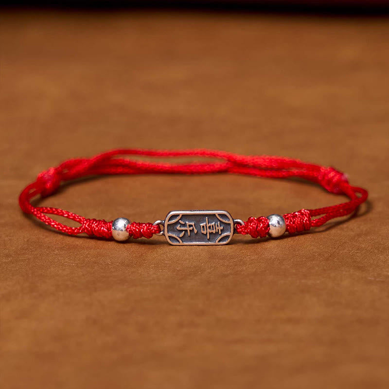 Buddha Stones Handmade 925 Sterling Silver Peace And Joy Safe Well Protection Braided Bracelet - Red Rope(Wrist Circumference 14-16cm) - image 10