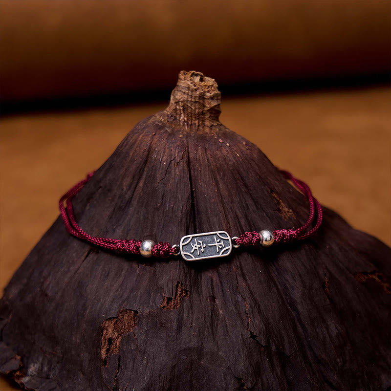 Buddha Stones Handmade 925 Sterling Silver Peace And Joy Safe Well Protection Braided Bracelet