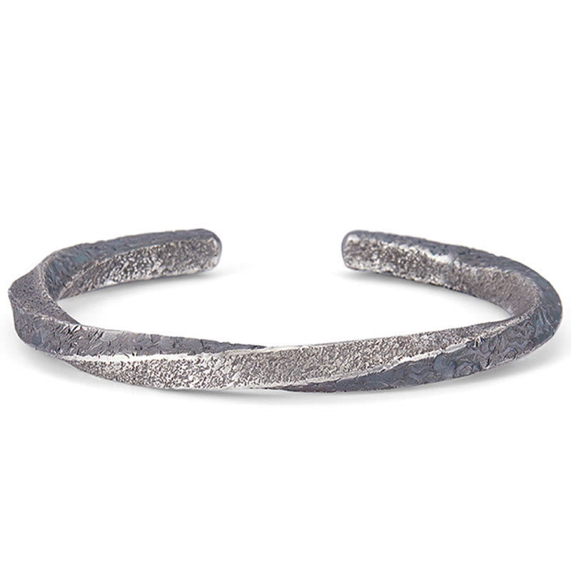 Buddha Stones Retro 999 Sterling Silver Möbius Loop Eternal Love Cuff Bracelet Bangle - image 12