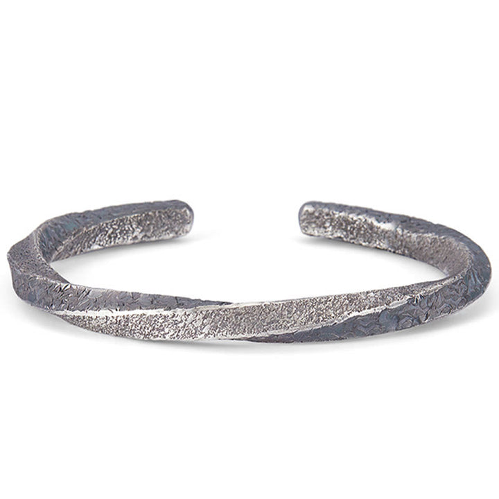 Buddha Stones Retro 999 Sterling Silver Möbius Loop Eternal Love Cuff Bracelet Bangle - image 12