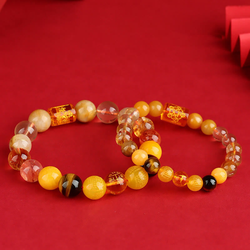 Buddha Stones Five Elements God Of Wealth Various Crystal Agate Wealth Luck Bracelet