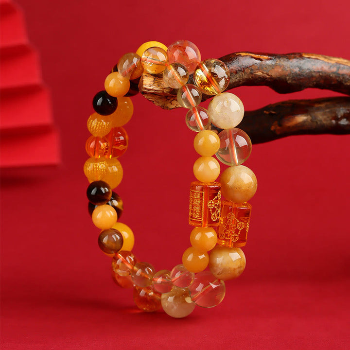 Buddha Stones Five Elements God Of Wealth Various Crystal Agate Wealth Luck Bracelet