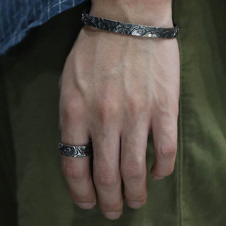 Buddha Stones 999 Sterling Silver Auspicious Clouds Adjustable Protection Ring - image 1