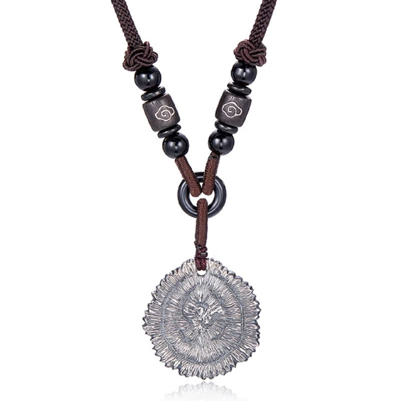 Buddha Stones 999 Sterling Silver Sophora Flavescens Cotton Rope Necklace Pendant