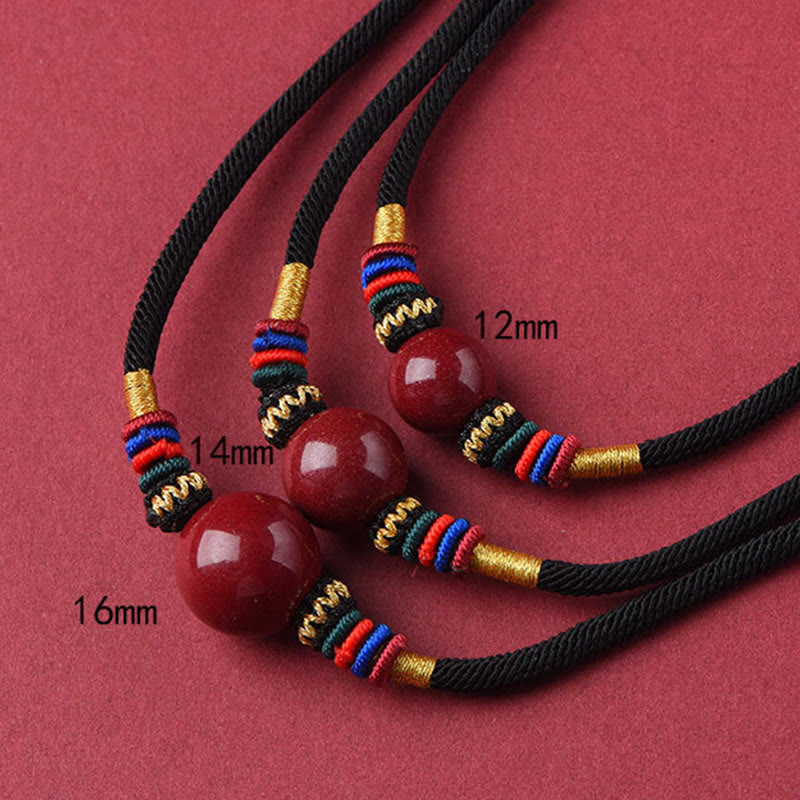 Buddha Stones Cinnabar Lucky Bead Keep Away Evil Spirits Necklace Pendant