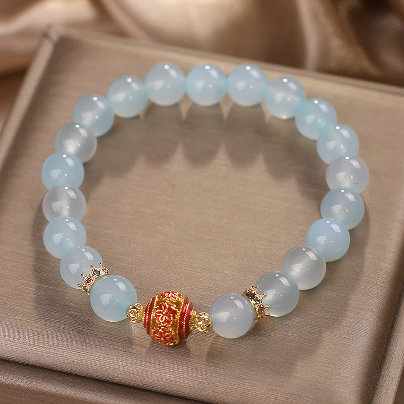 Buddha Stones Natural Aquamarine Flower Bead Healing Bracelet