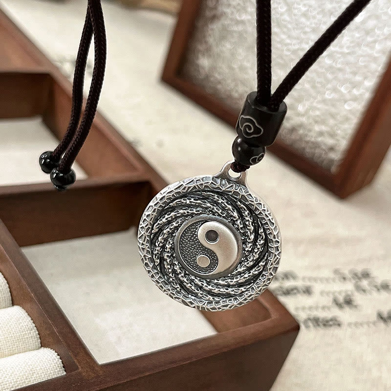 Buddha Stones 999 Sterling Silver Tai Chi Yin Yang Bagua Design Mountain Ghosts Spend Money Necklace Pendant - image 13