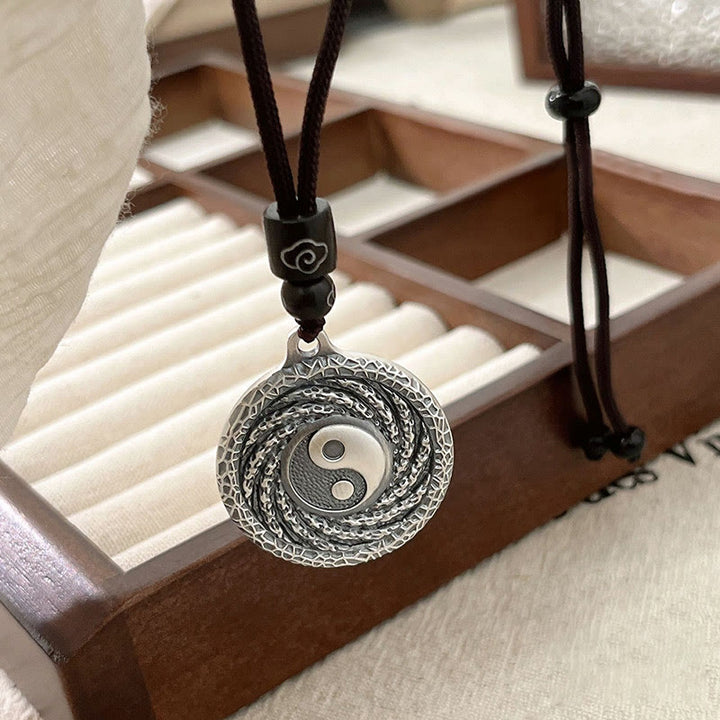 Buddha Stones 999 Sterling Silver Tai Chi Yin Yang Bagua Design Mountain Ghosts Spend Money Necklace Pendant - image 15