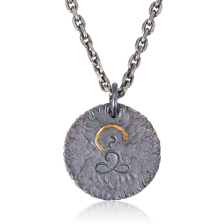 Buddha Stones 999 Sterling Silver 999 Gold 925 Sterling Silver Buddha Statue Lotus Necklace Pendant