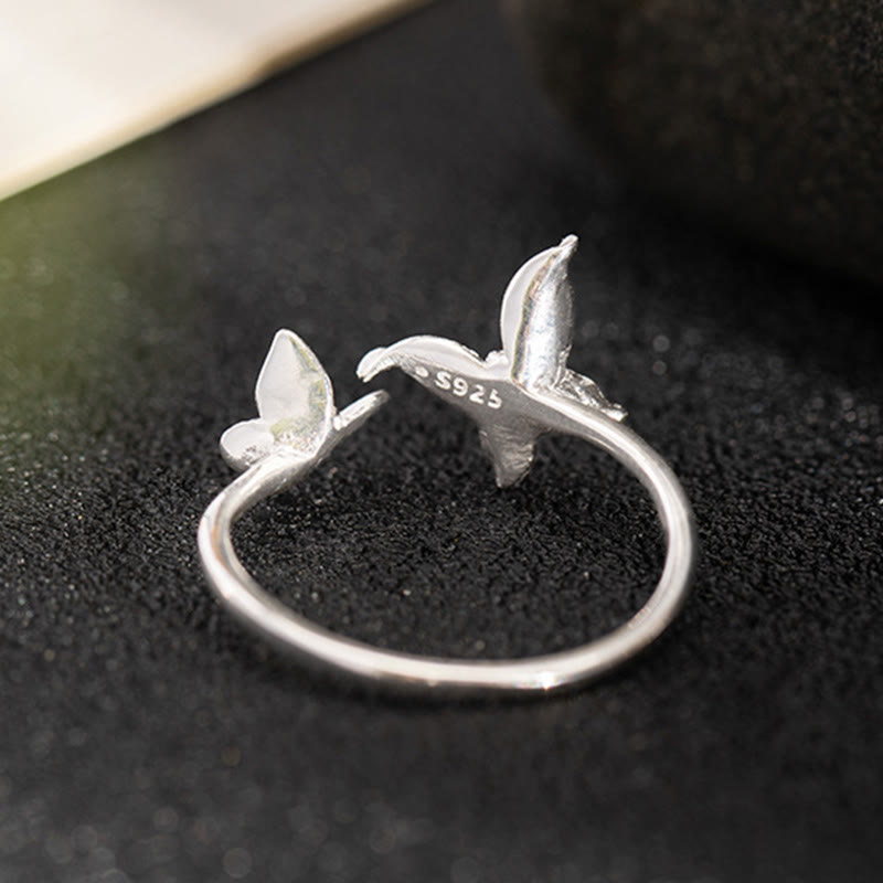 Buddha Stones 925 Sterling Silver Butterfly Love Ring