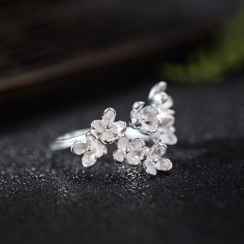 Buddha Stones 925 Sterling Silver Osmanthus Fragrans Ring - Silver - image 3